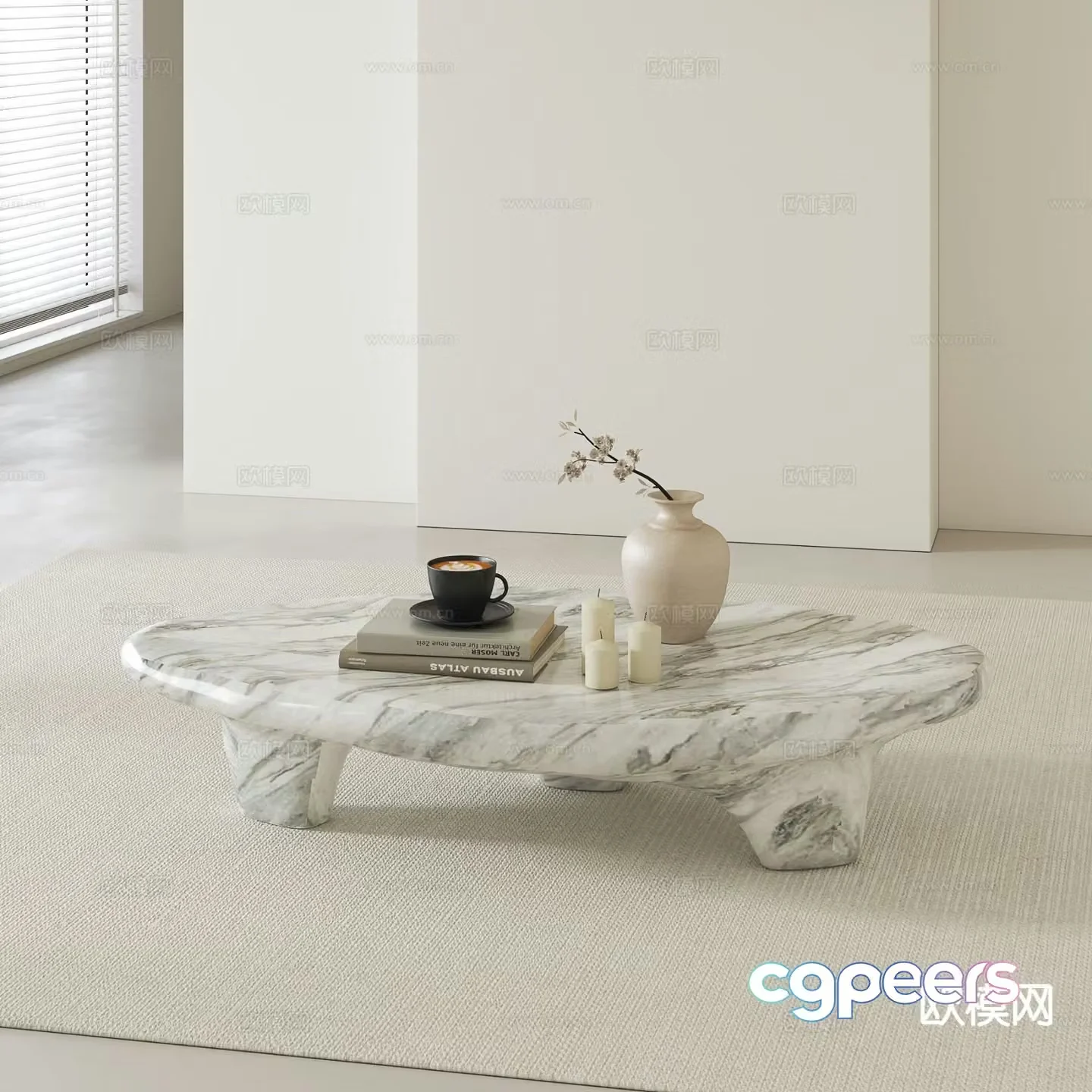 Modern marble coffee table 3d model