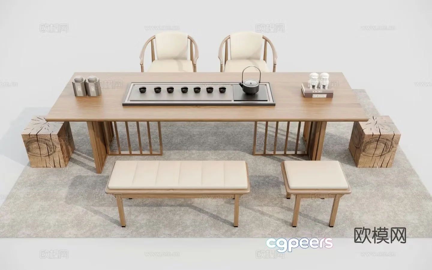New Chinese tea table 3d model