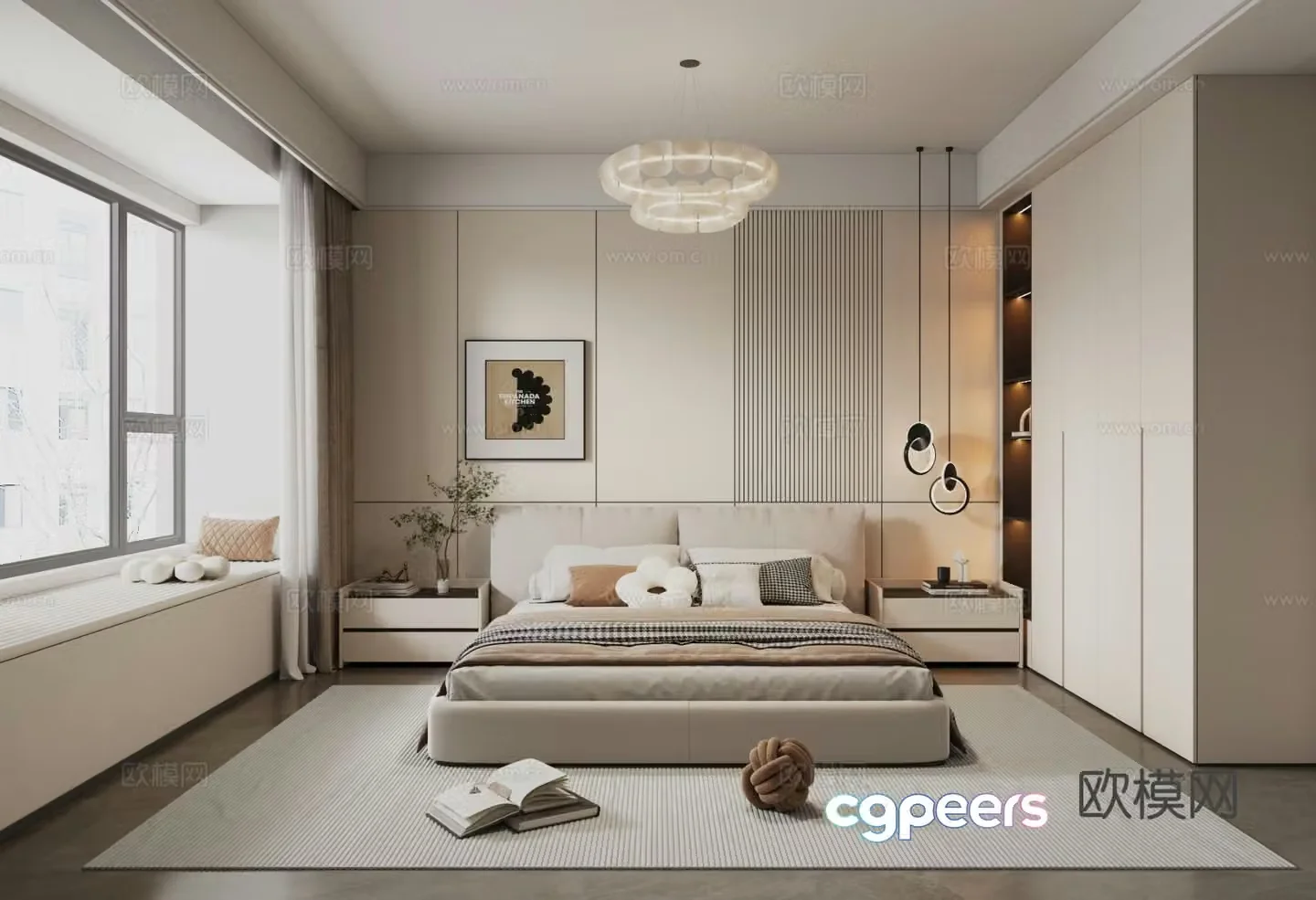 Modern minimalist home bedroom 3d model
