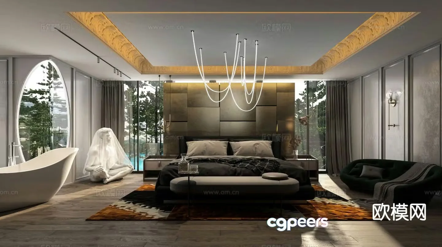 Modern villa bedroom master bedroom 3d model