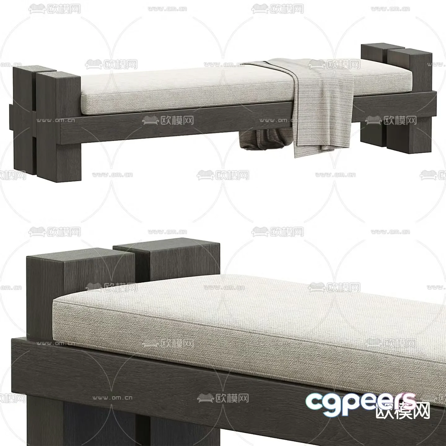 Elodie bed end stool footrest 3d model