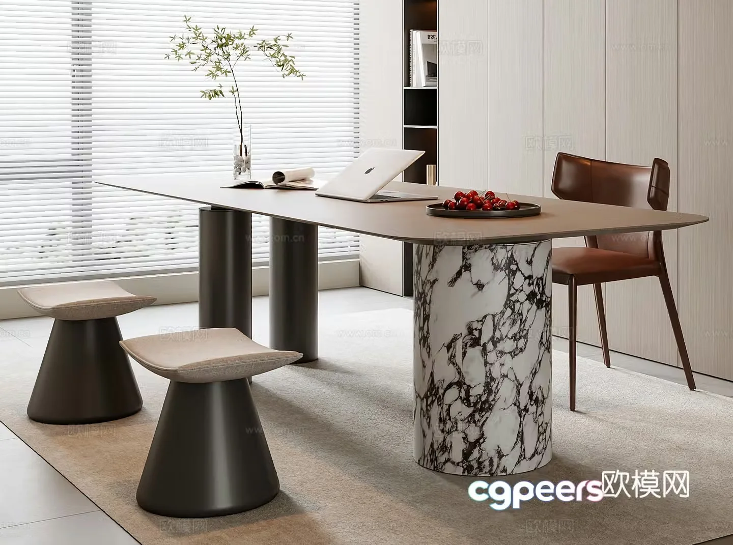 Italian desk and chair combination 3D model