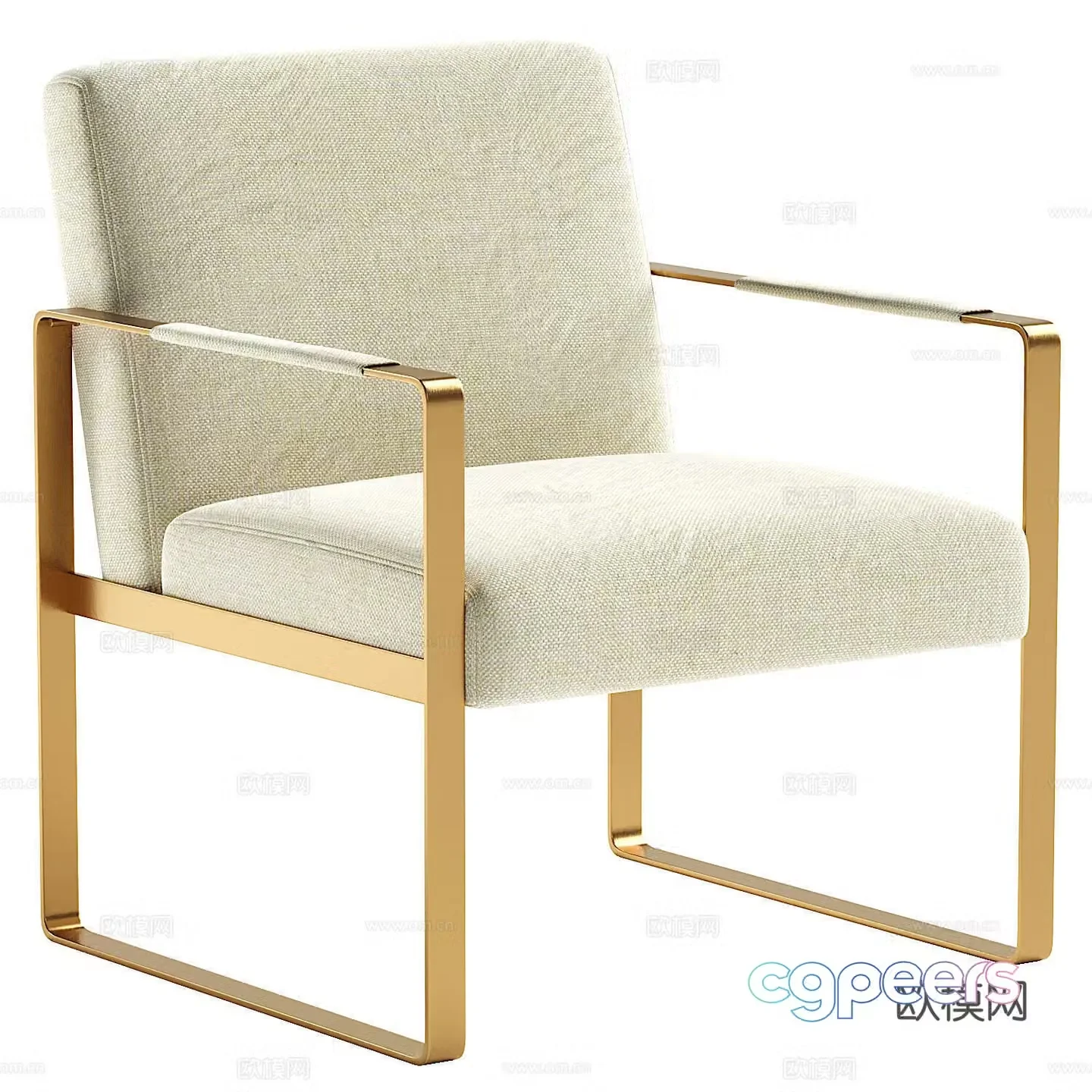 Modern Italian light luxury fabric armchair 3D model