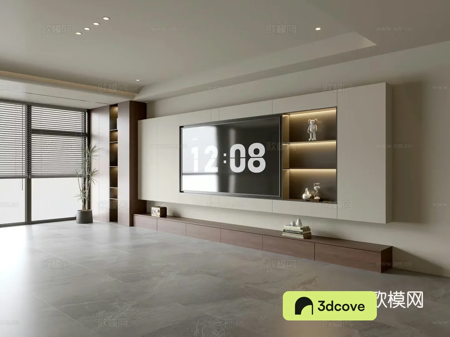 Wasabi Middle Style TV Cabinet TV Background Wall Overall Cabinet TV Background Wall Medal Style 3D Model