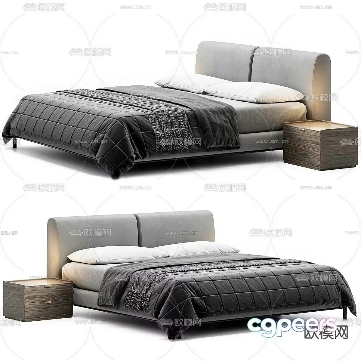 Modern double bed 3d model