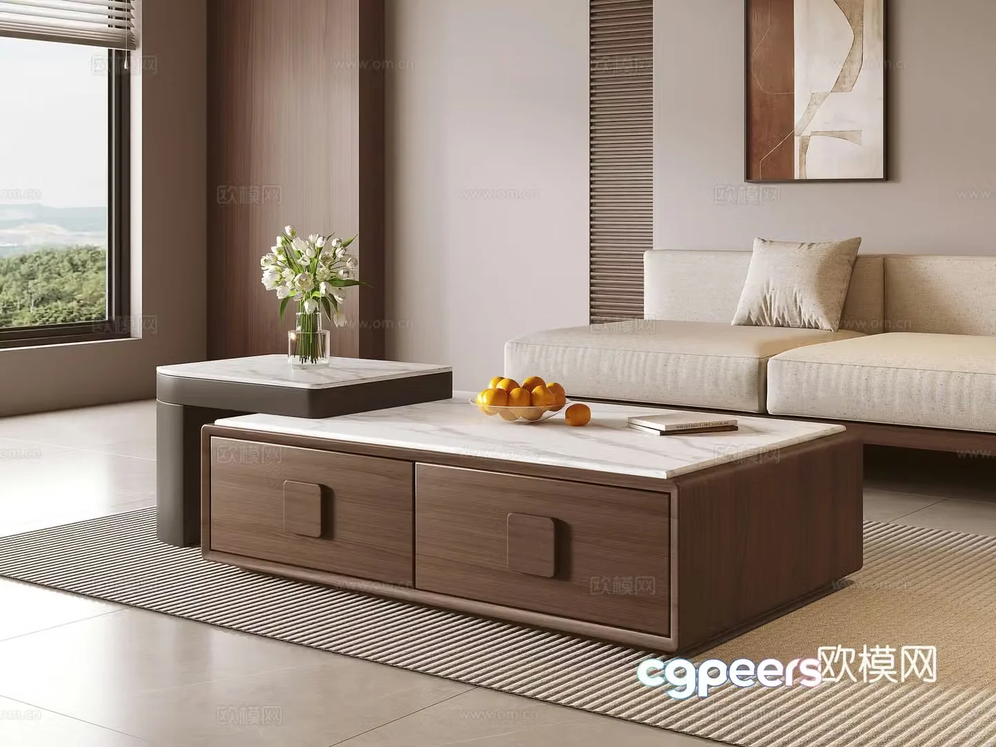 Middle-aged style coffee table 3D model