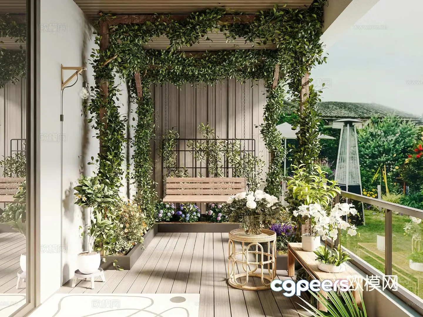 Modern garden balcony 3d model