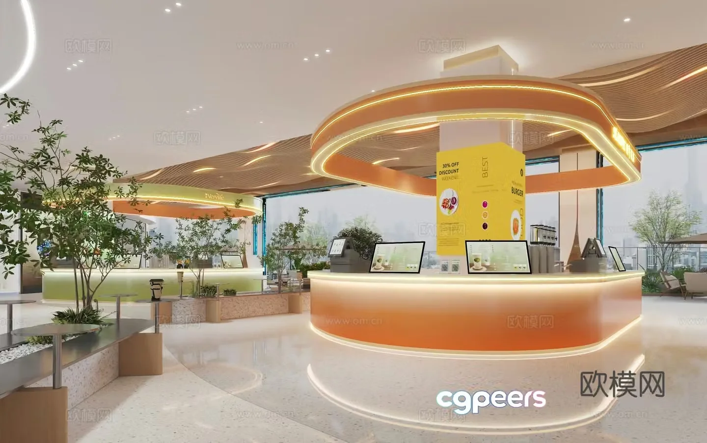 Modern shopping mall lounge area counter shop Nakadao 3D model