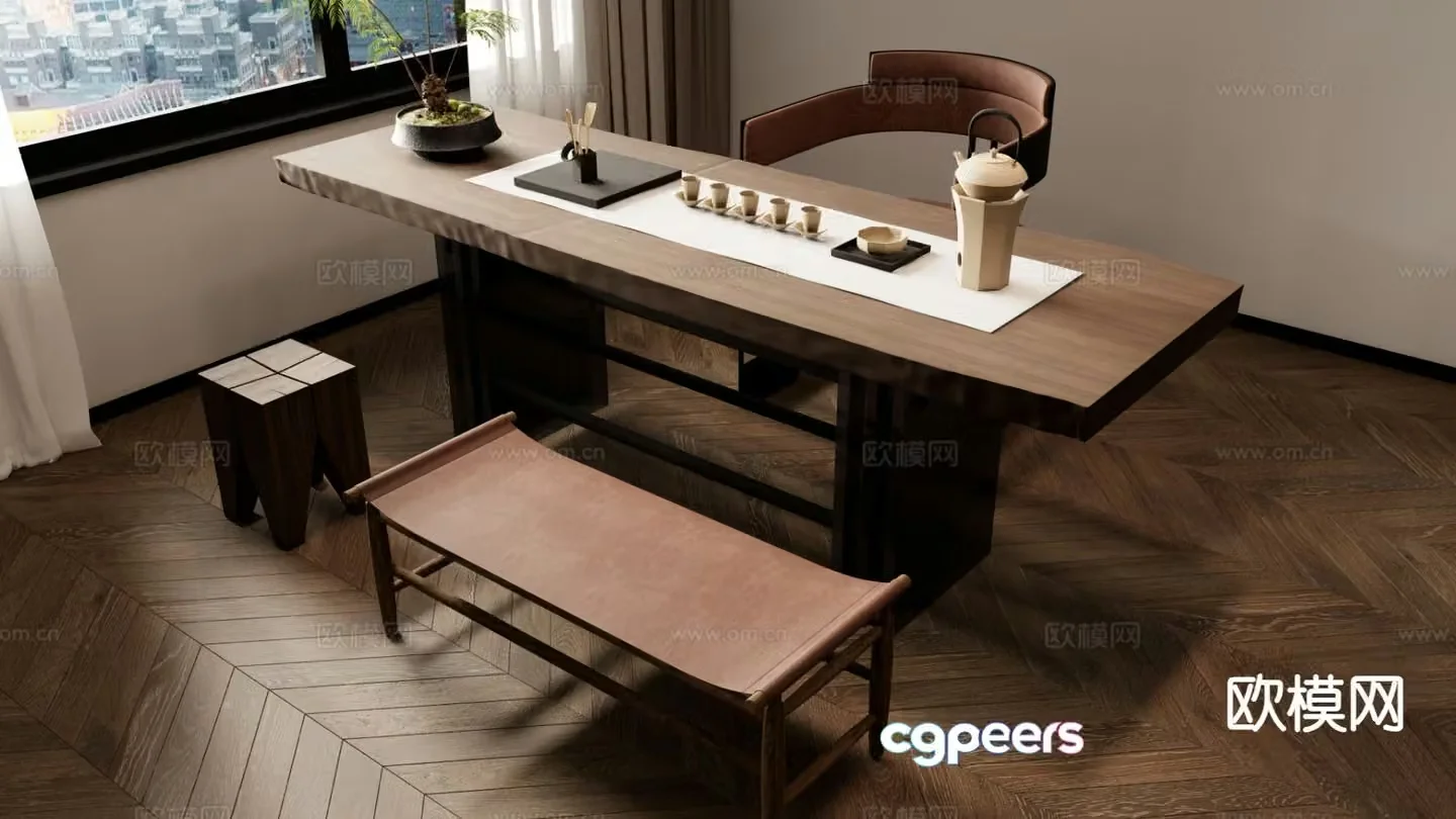 New Chinese style tea table tea table 3d model