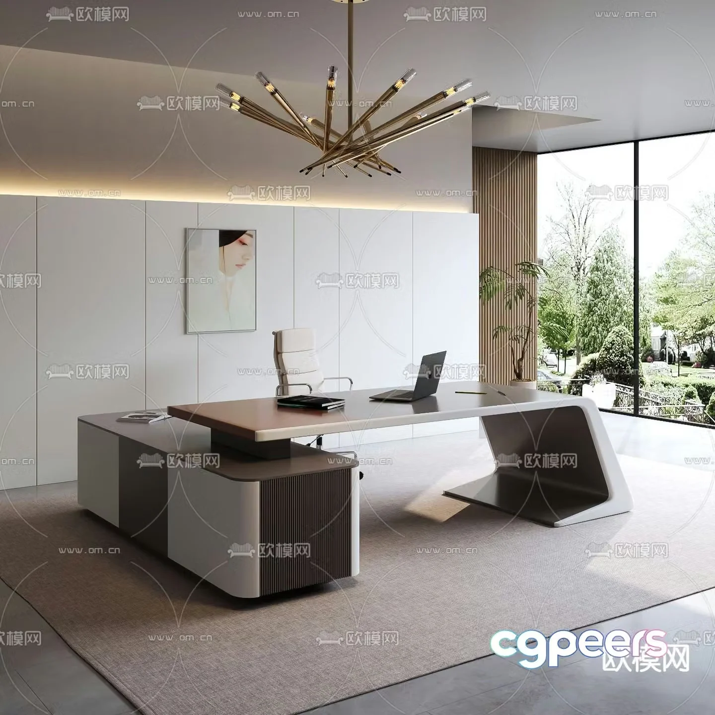 executive desk desk boss desk 3d model