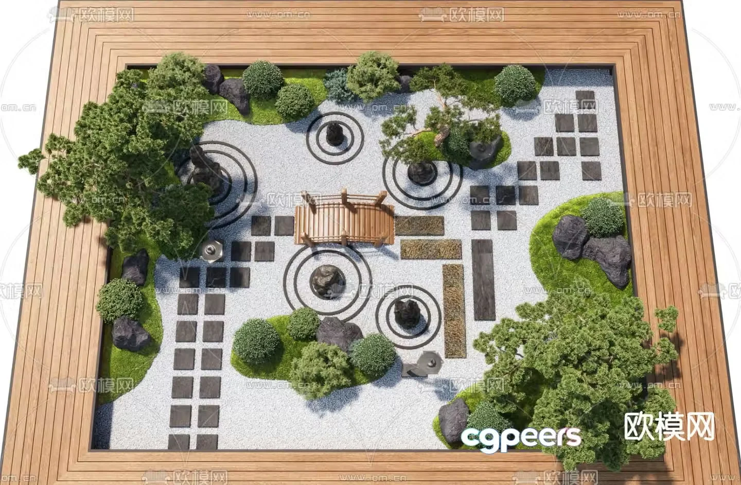 Courtyard landscape dry landscape 3d model