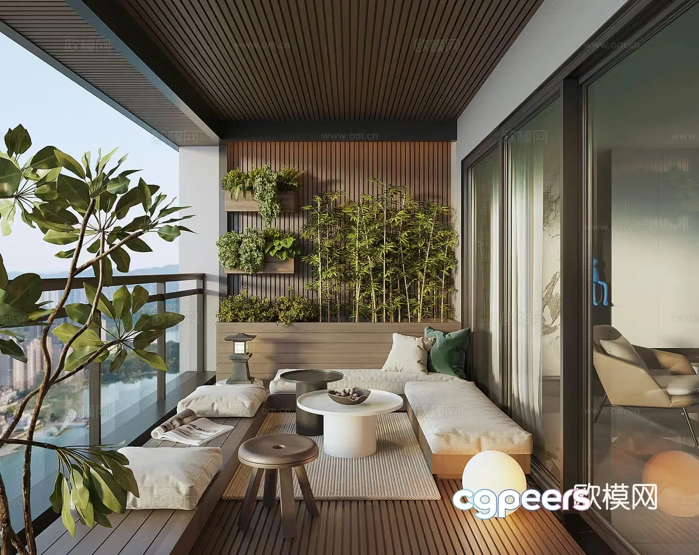 Modern leisure landscape balcony 3d model