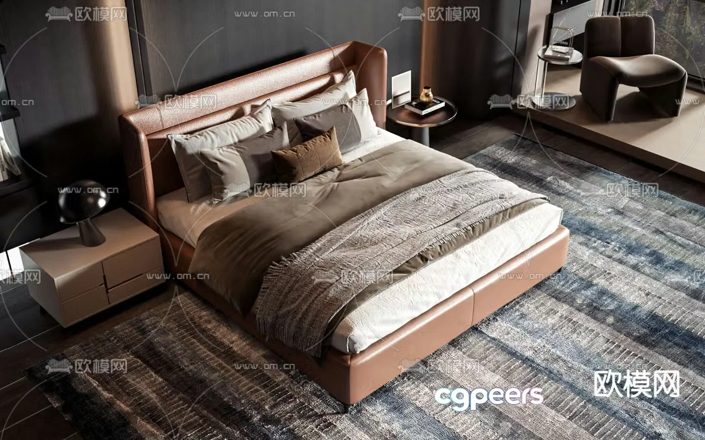 Double bed commercial bed 3d model