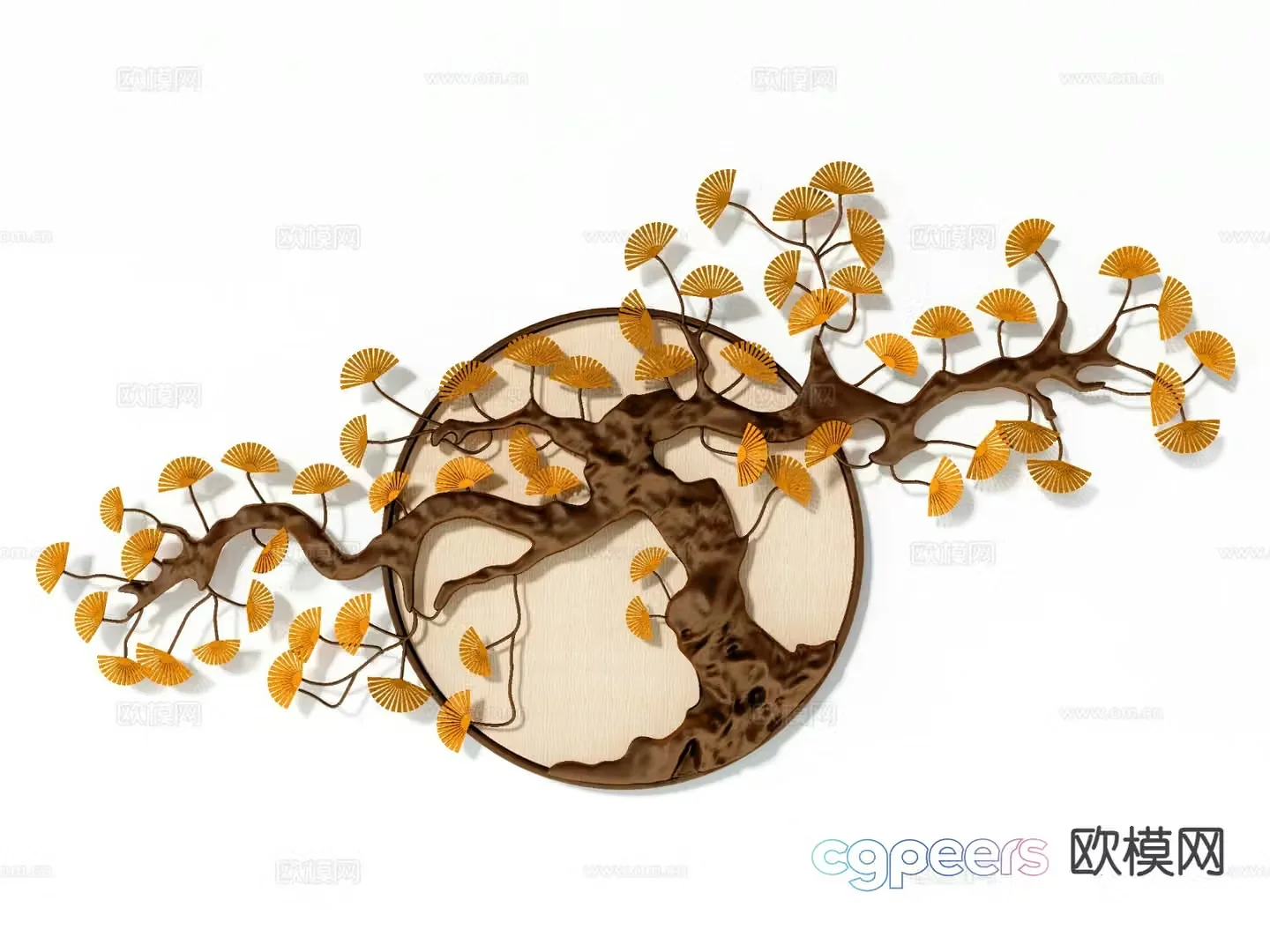 Chinese pine wall decoration hanging decoration 3d model