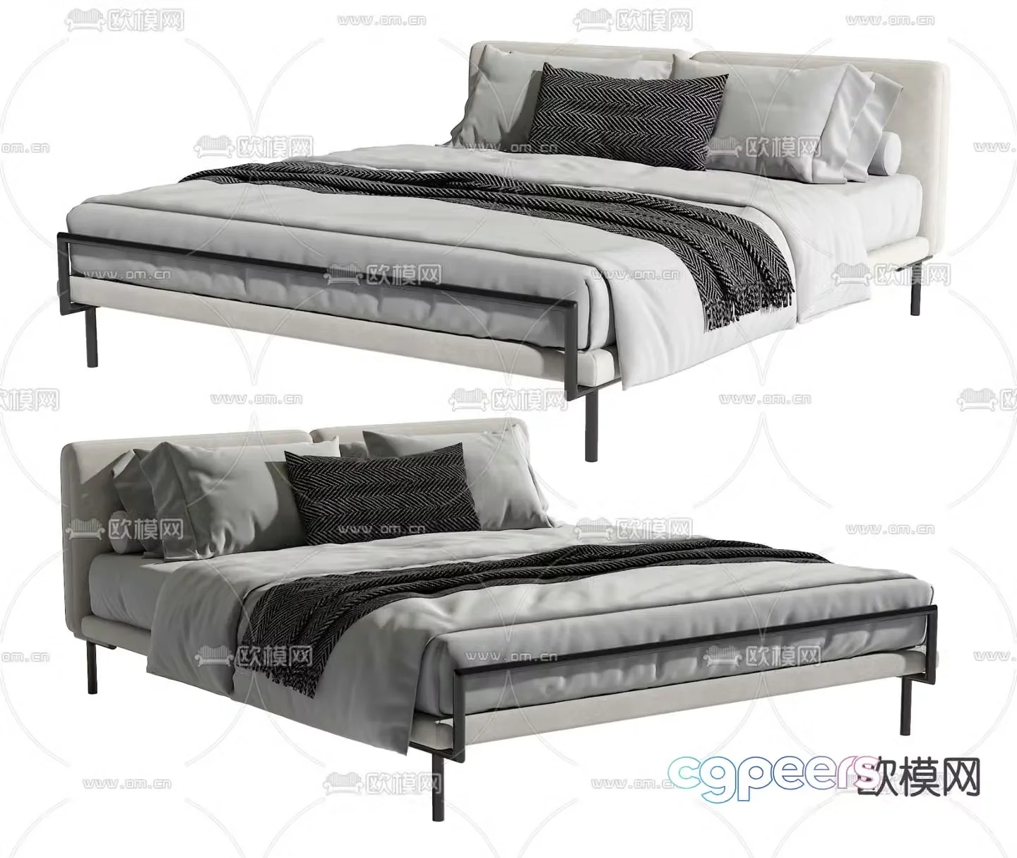 Modern double bed 3d model
