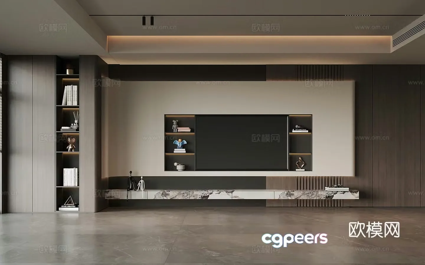 Modern TV background wall 3d model