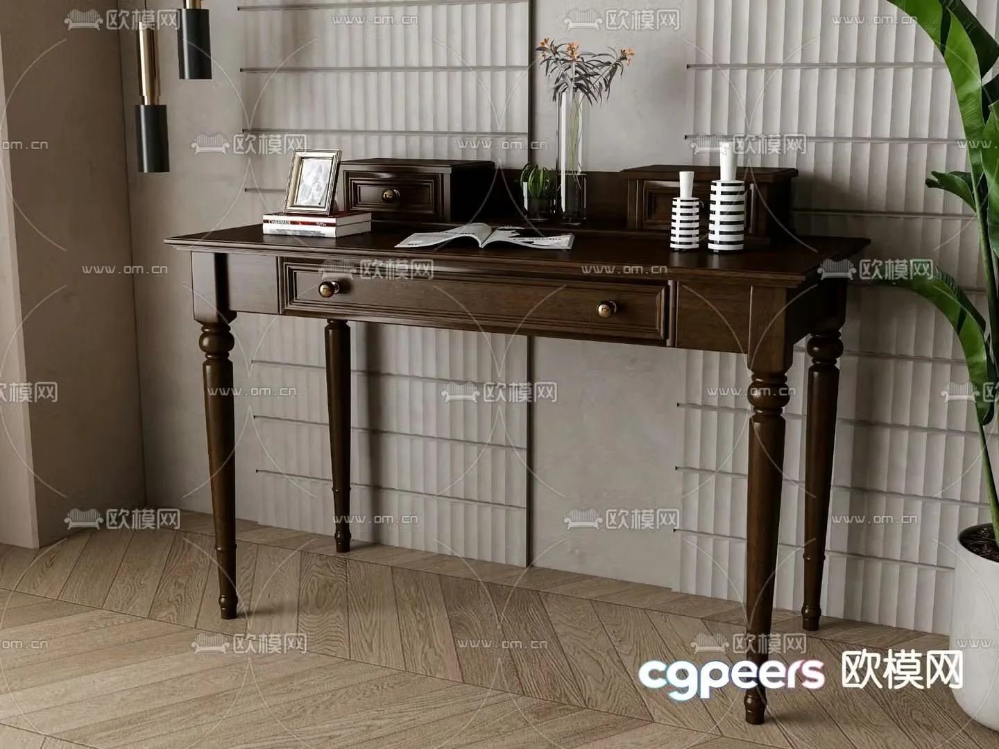 American desk learning desk 3d model