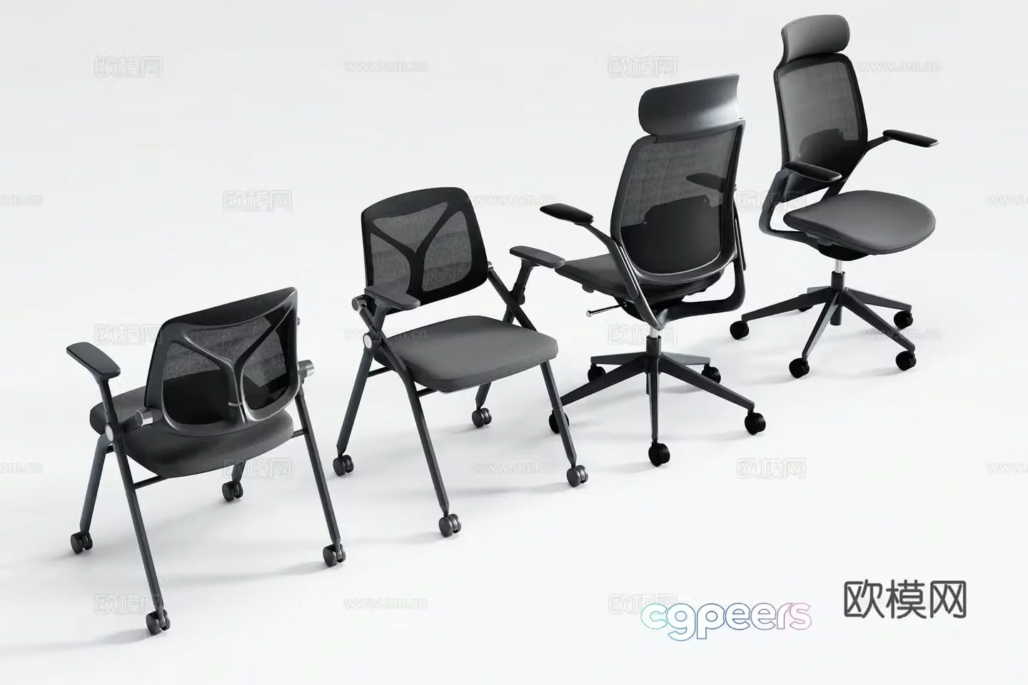 Modern office chair boss chair staff chair folding chair 3d model