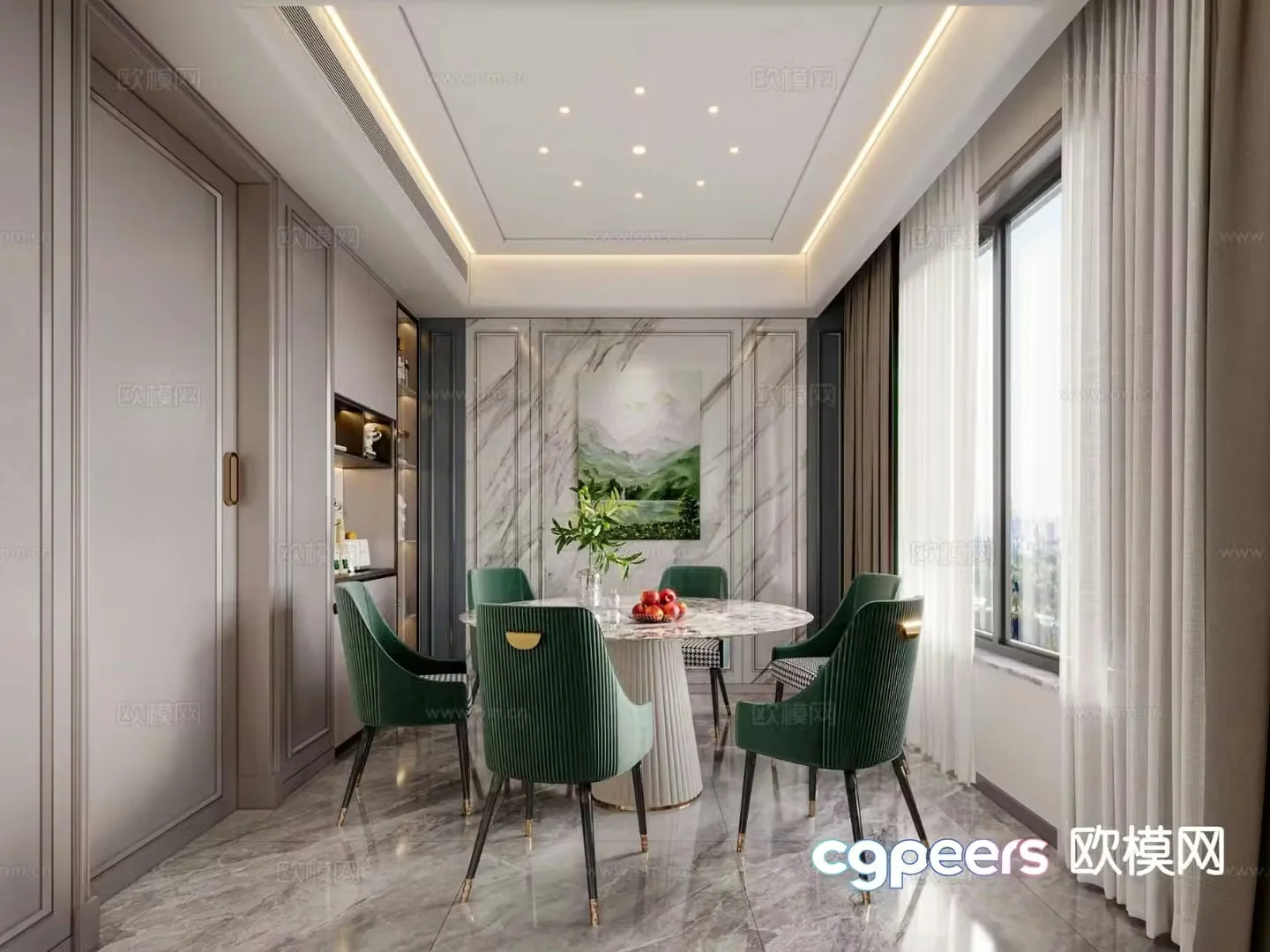 Italian light luxury restaurant 3D model