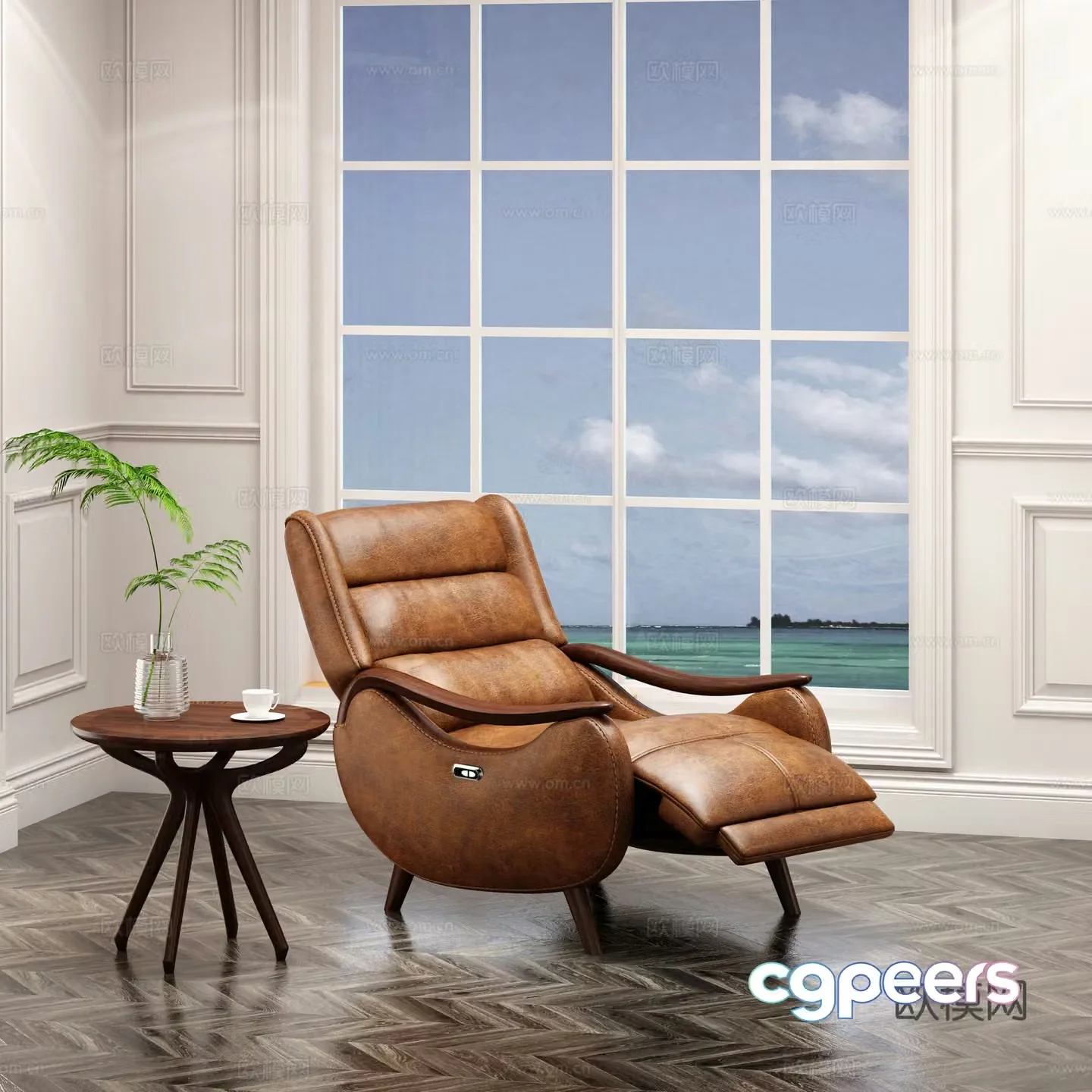 Modern American functional chair massage chair single sofa wooden fanyoupin solid wood furniture 3D model