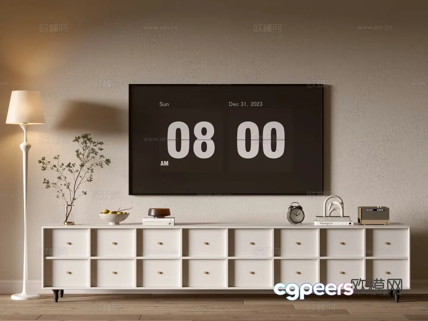Cream style TV cabinet 3d model