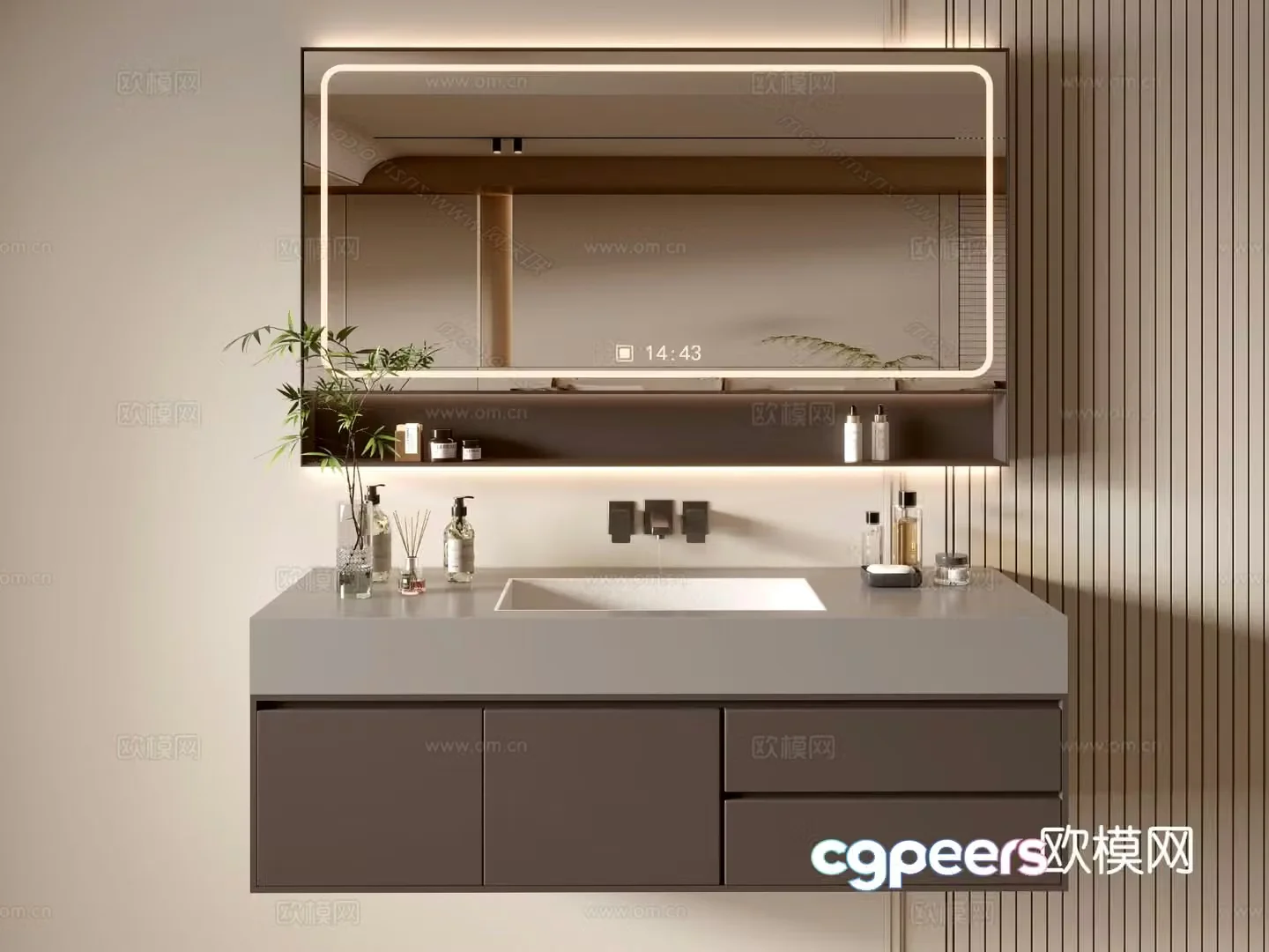 Modern bathroom cabinet bathroom basin bathroom ornaments mirror cabinet sink 3d model