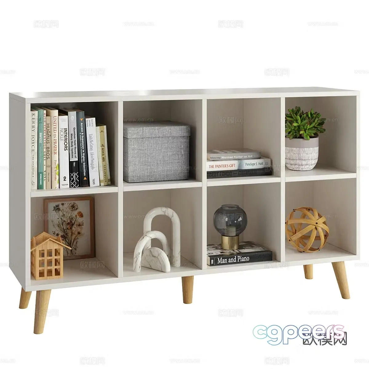 Modern Nordic storage cabinet bookcase side cabinet low cabinet 3d model
