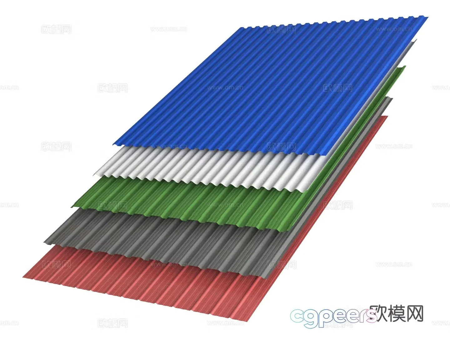 Colorful steel tile iron tile iron tile 3D model