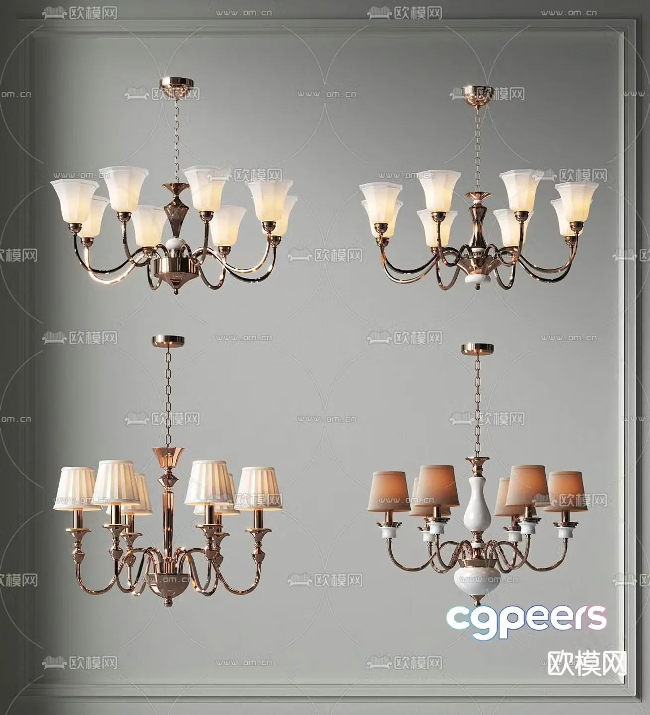 American chandelier hall chandelier 3d model