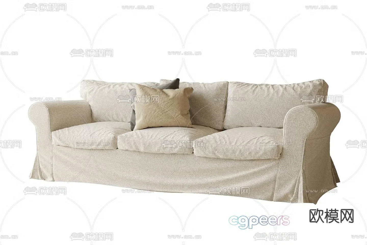 Multi-person sofa fabric sofa 3d model