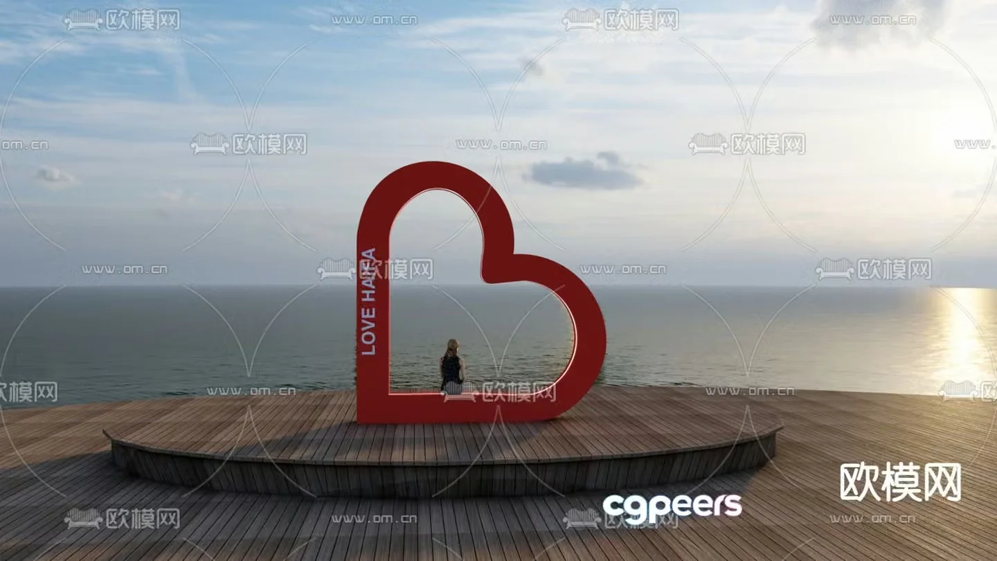 Love Sculpture Coral Sea Landscape 3D Model