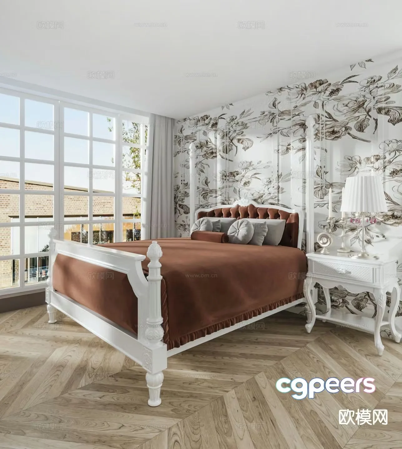 French single bed 3d model