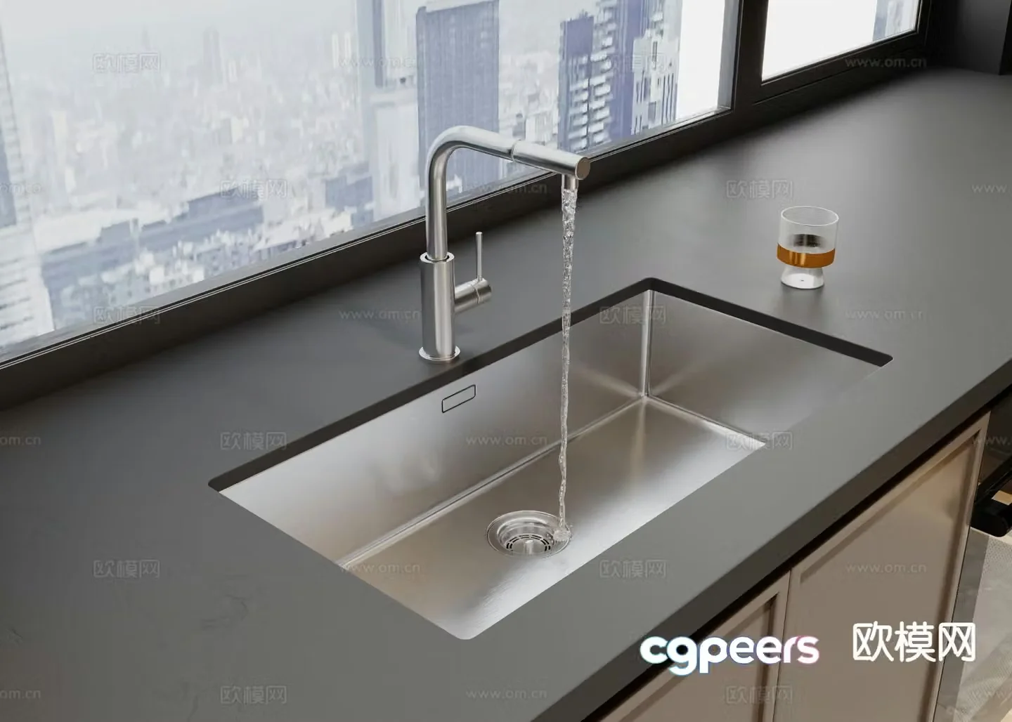 Modern sink Single tank Basin Faucet 3D model