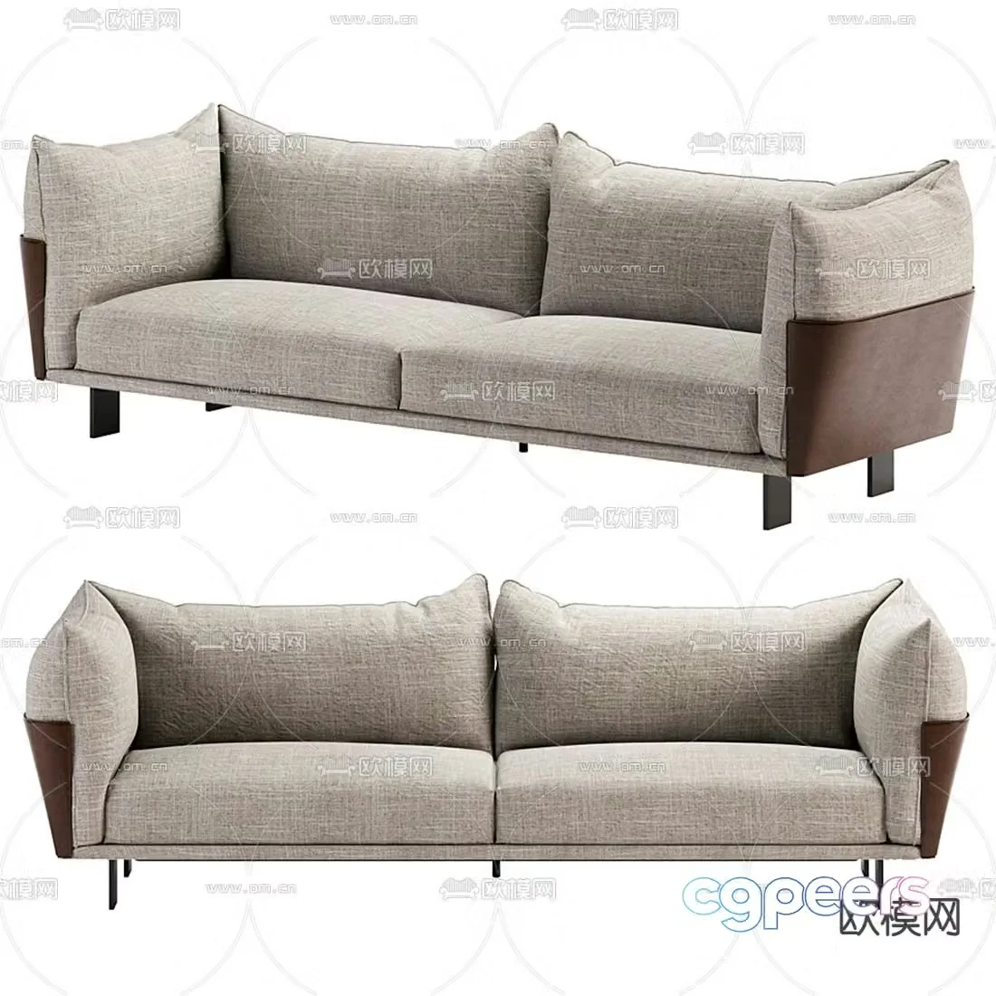 Bonaldo modern gray love seat 3d model