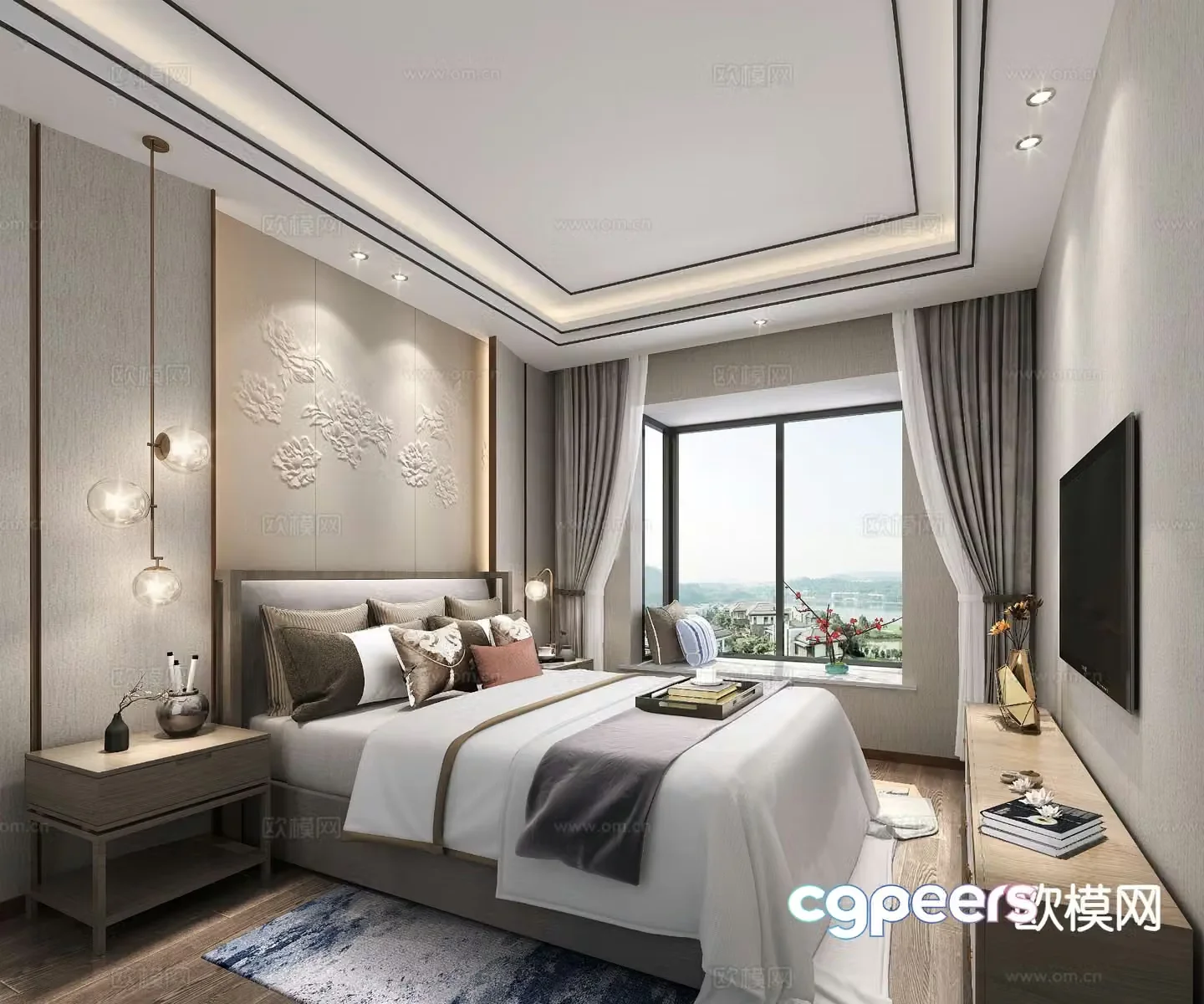 New Chinese style bedroom master bedroom 3d model