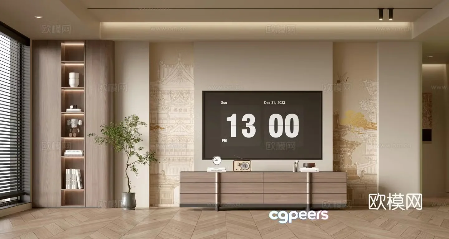 Wasabi TV background wall 3d model
