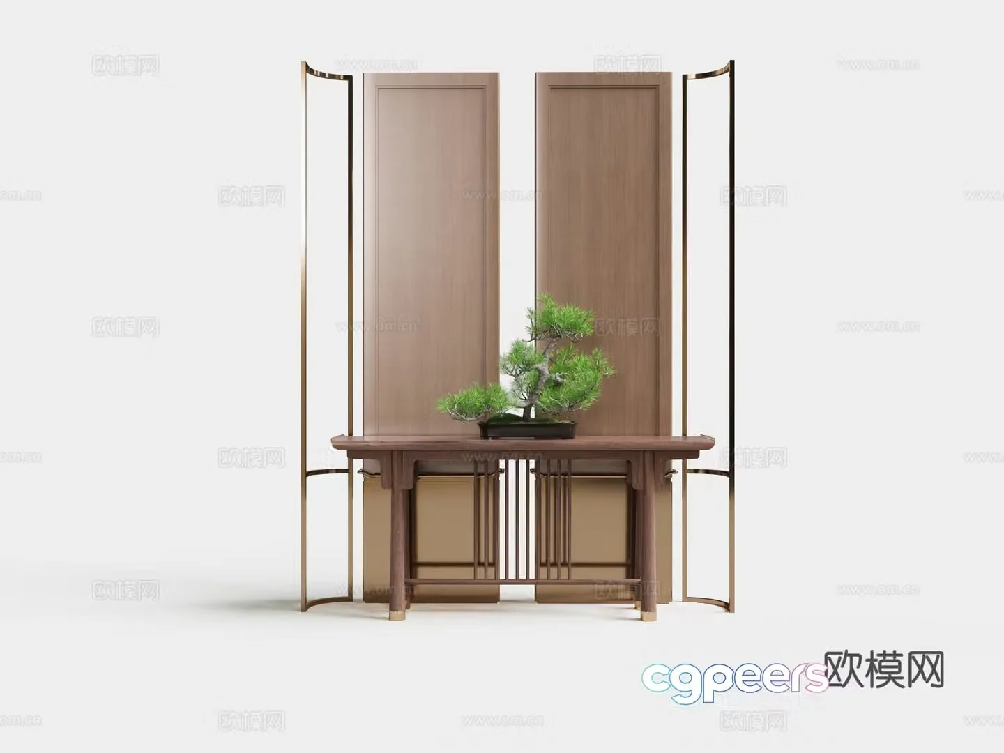 New Chinese-style screen entrance table entrance table 3D model