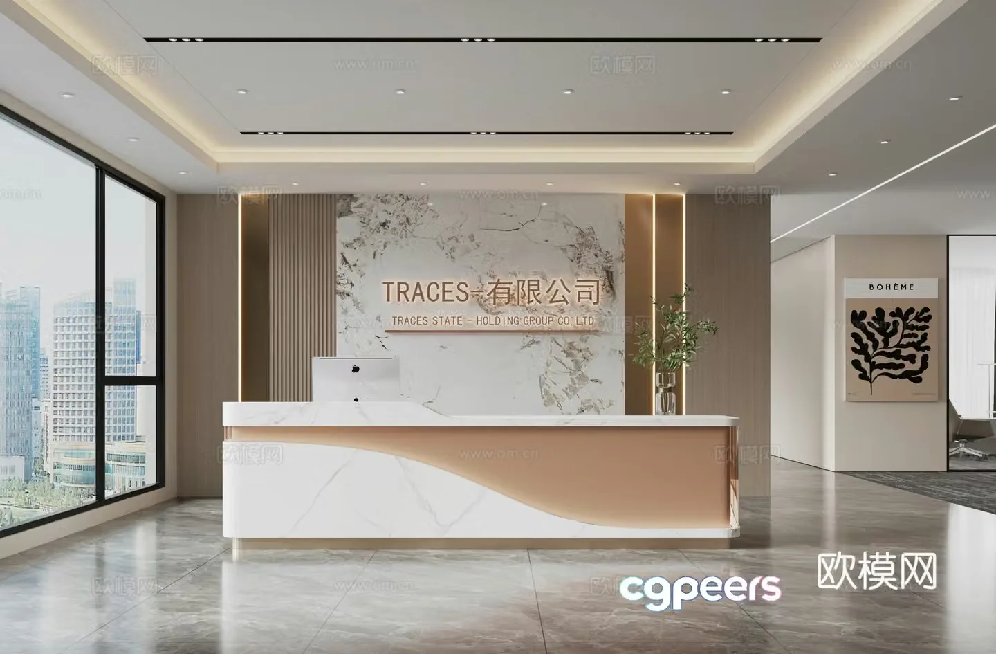 Modern company front desk 3D model