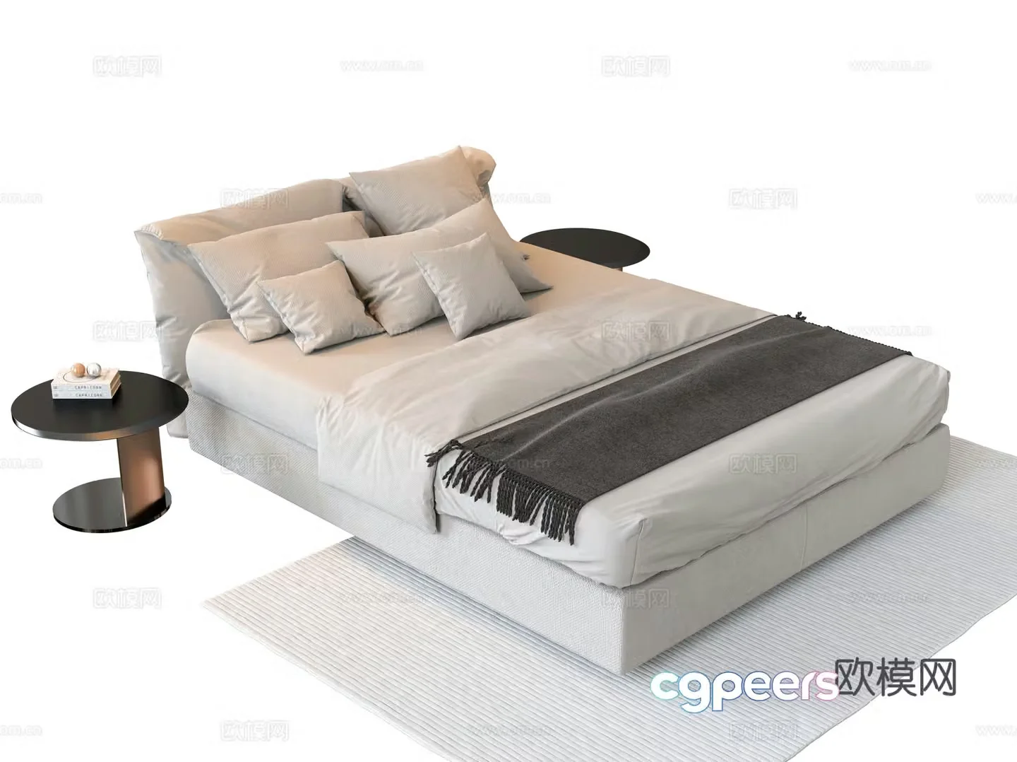 Modern double bed 3d model