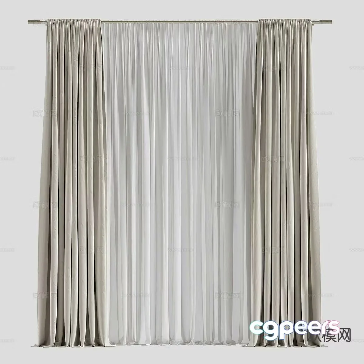 Plain curtain screen gauze curtain 3d model