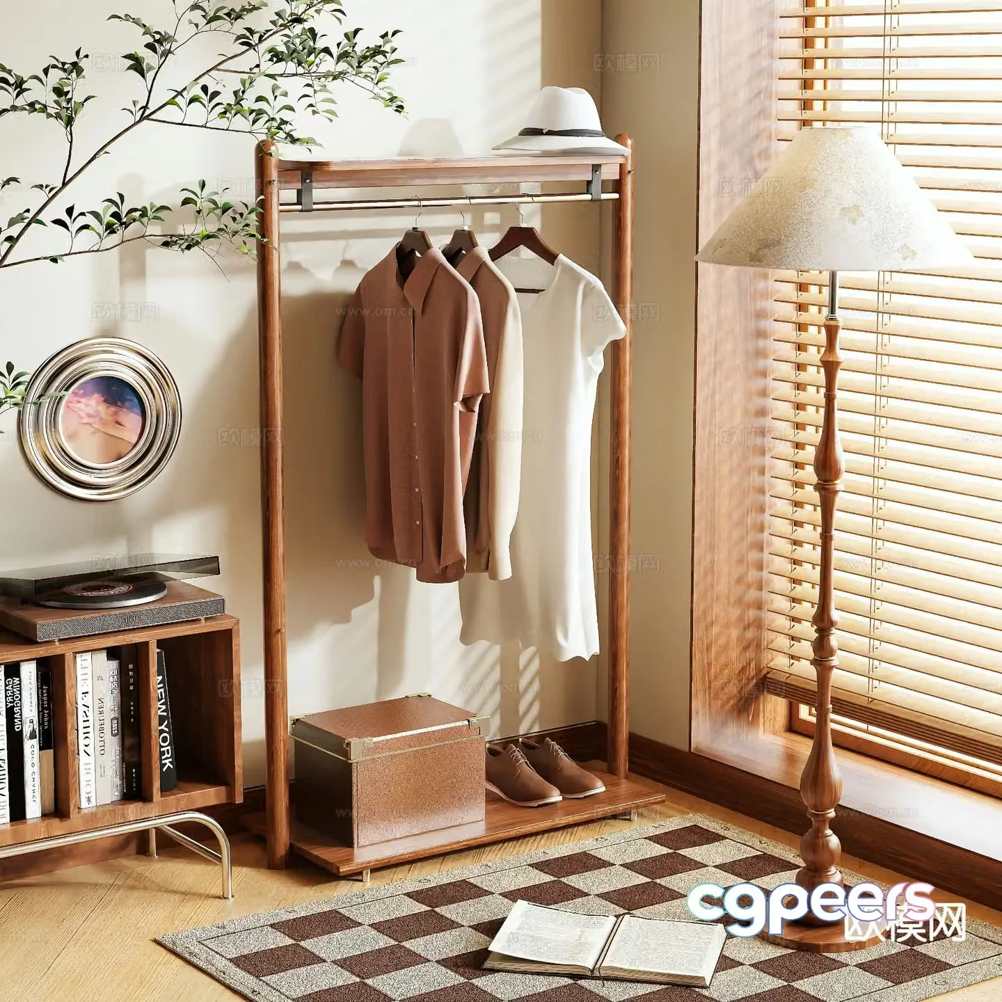 Clothes rack coat rack floor-standing clothes rack 3D model