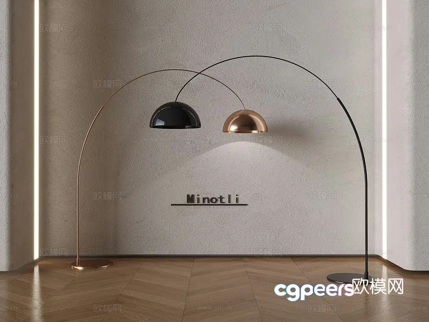 Italian minimalist fishing lamp metal floor lamp 3d model