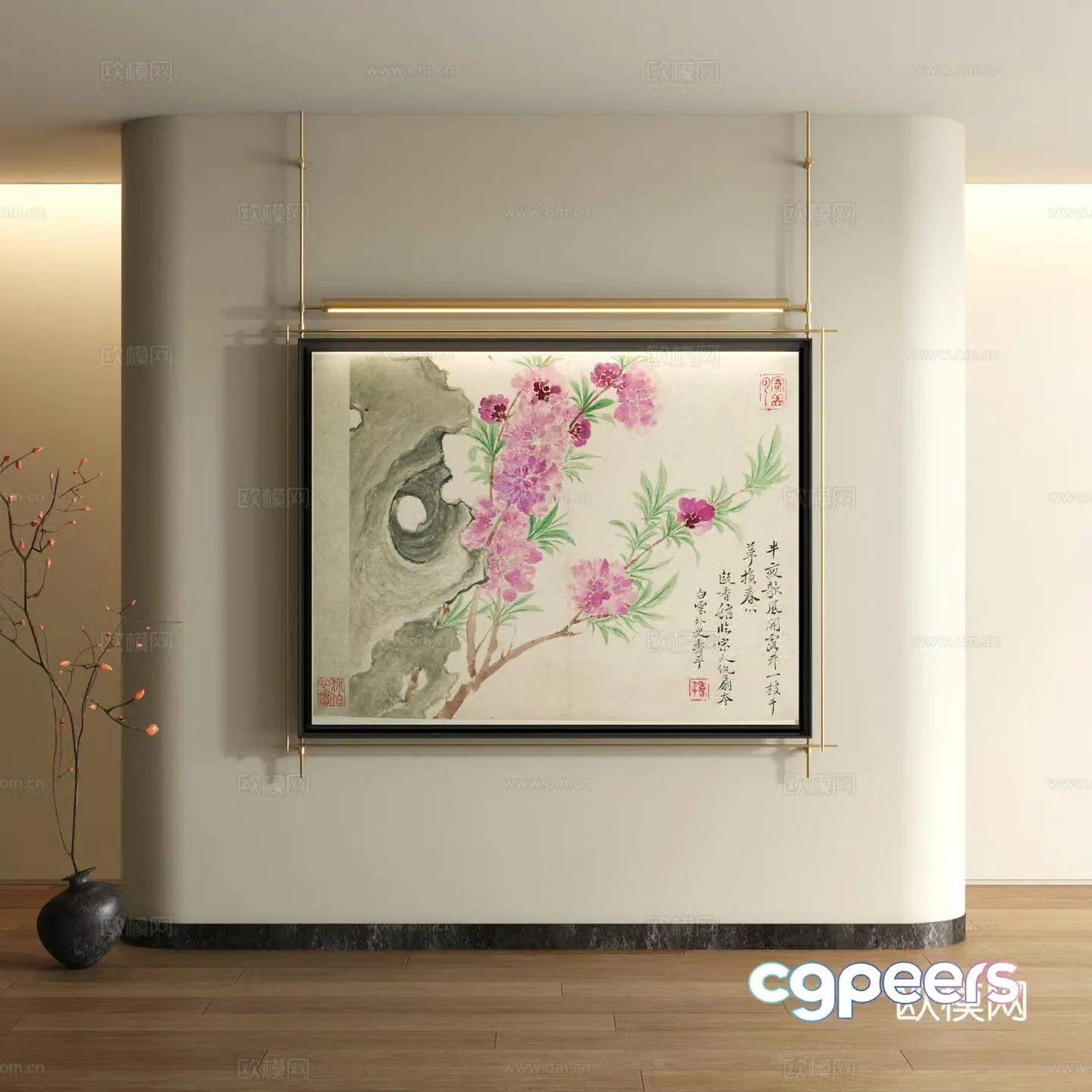 Song style decorative painting New Chinese style landscape painting 3D model