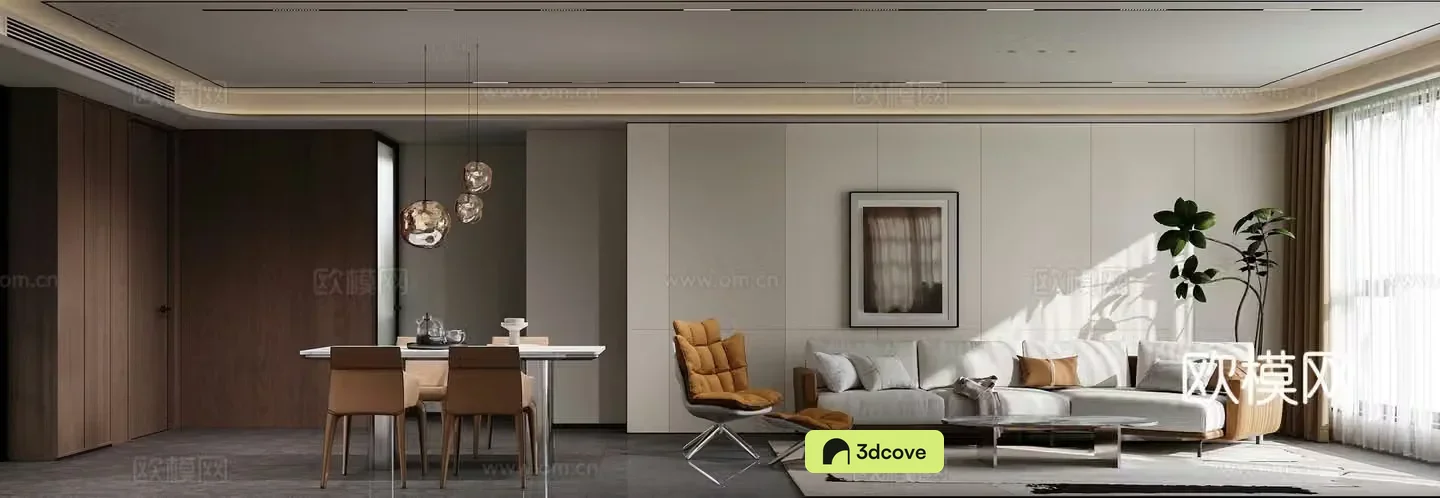 Modern living and dining room