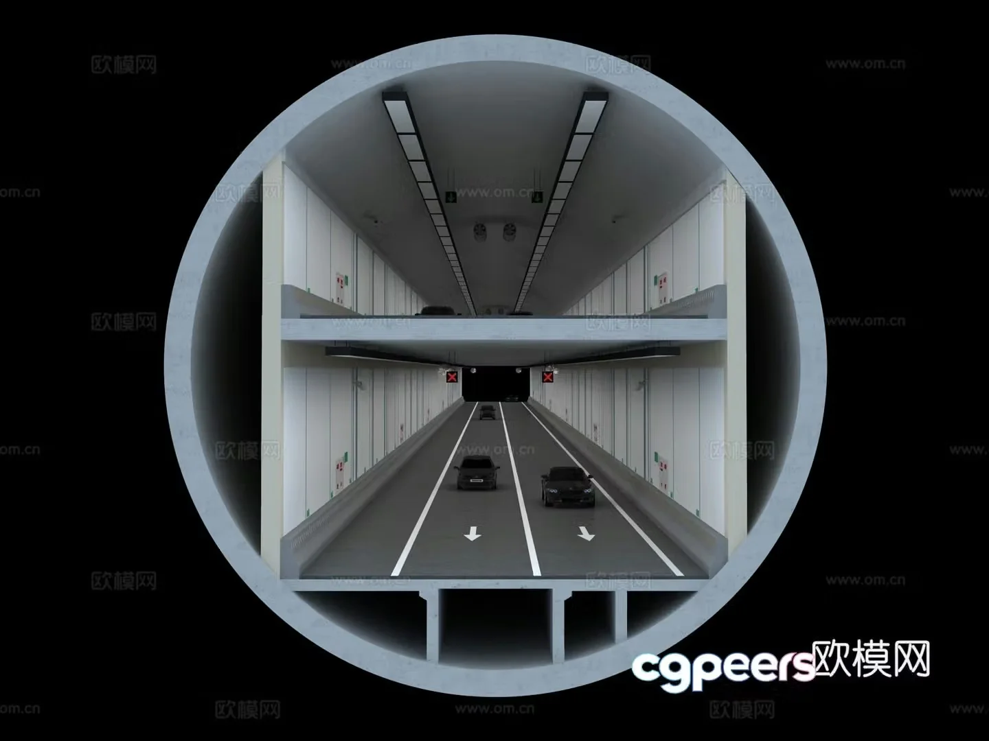 Modern highway tunnel 3d model