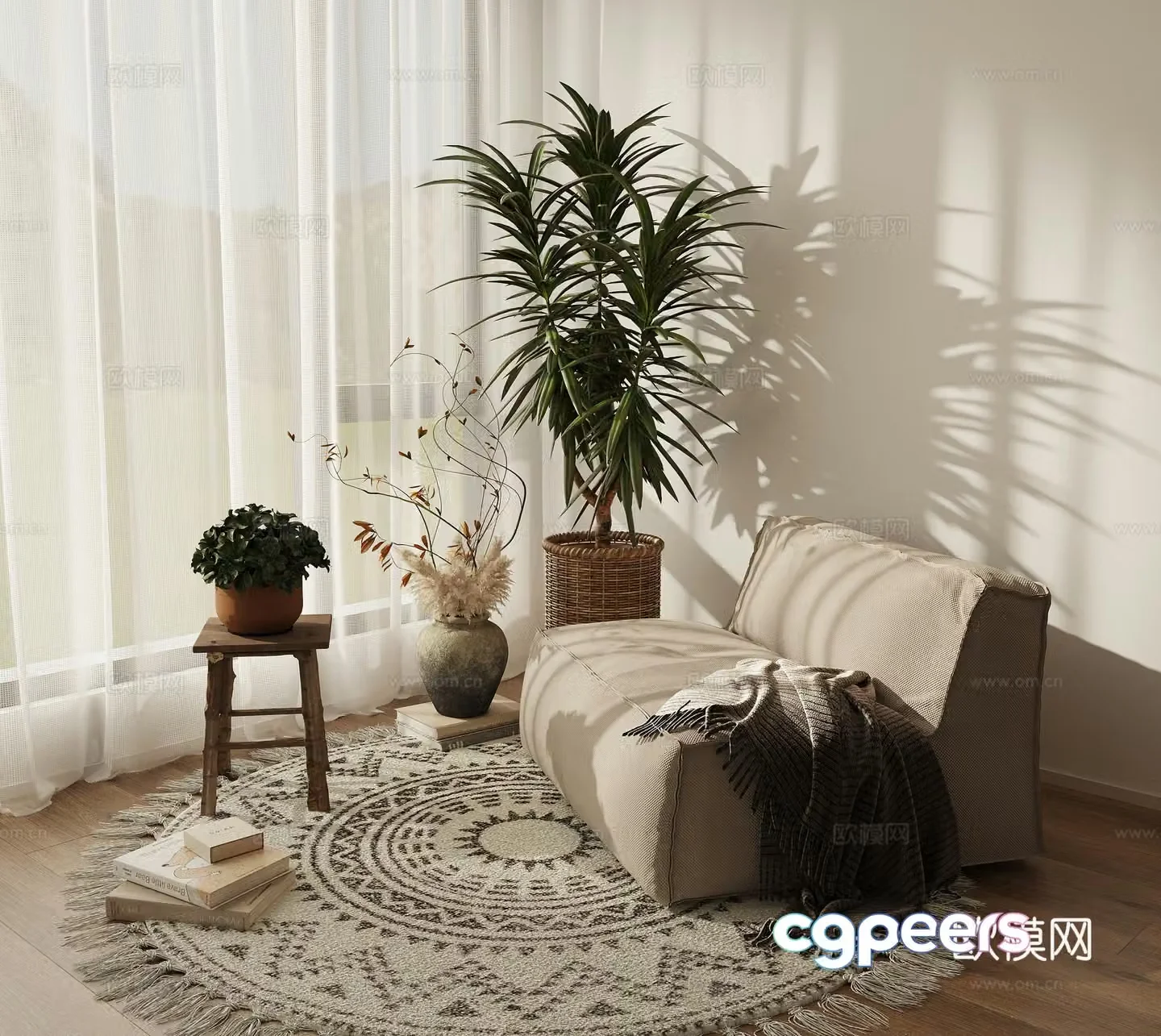 Leisure chair lazy sofa single sofa potted 3d model