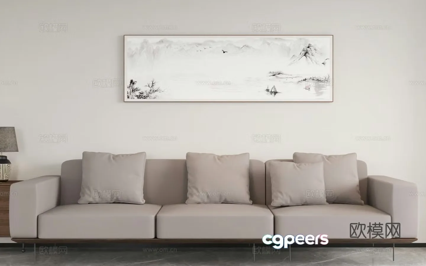 Three seater sofa upholstered sofa 3d model