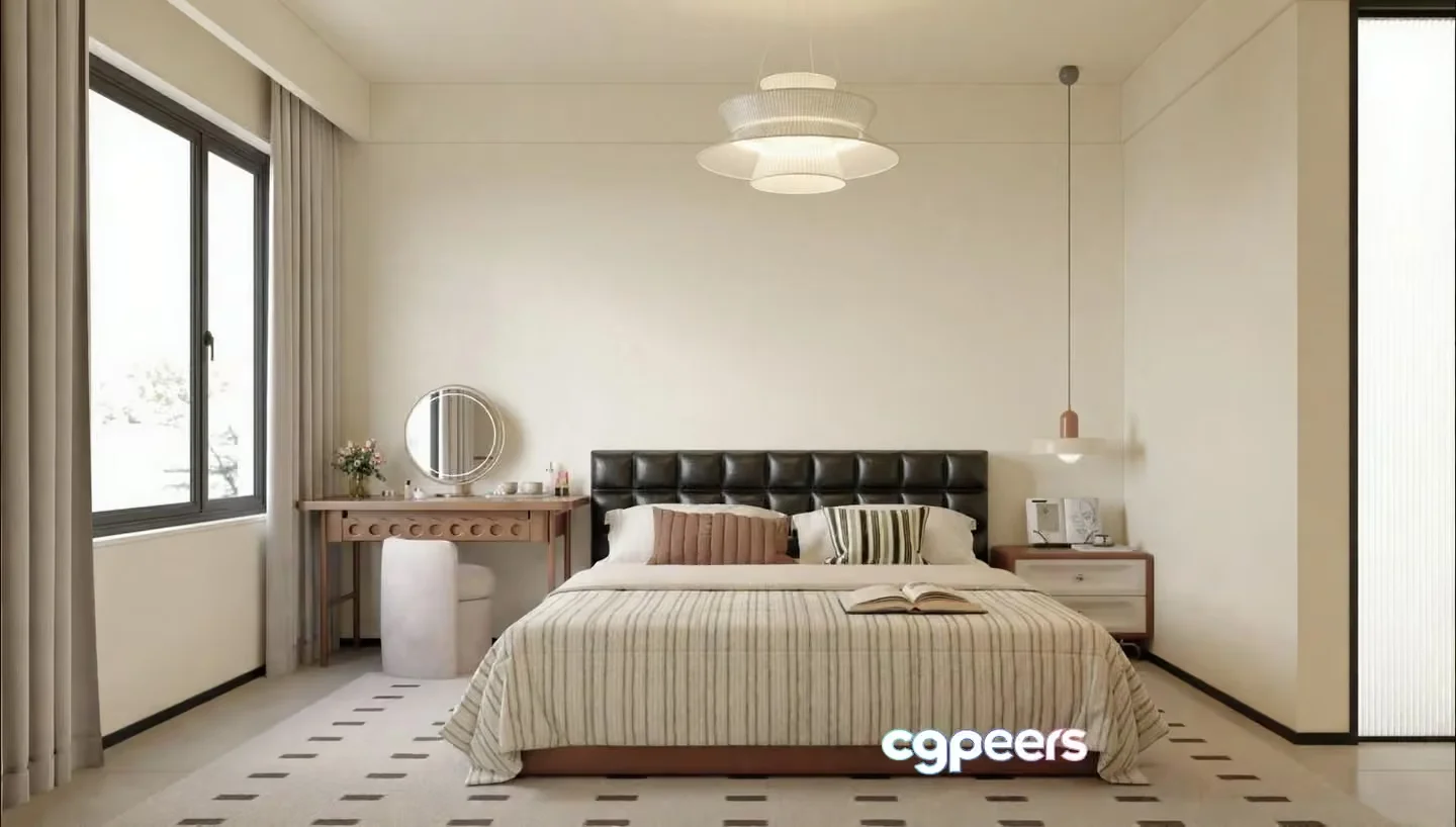 Modern Beige Bedroom 3D Model – 3264 – VRAY Render