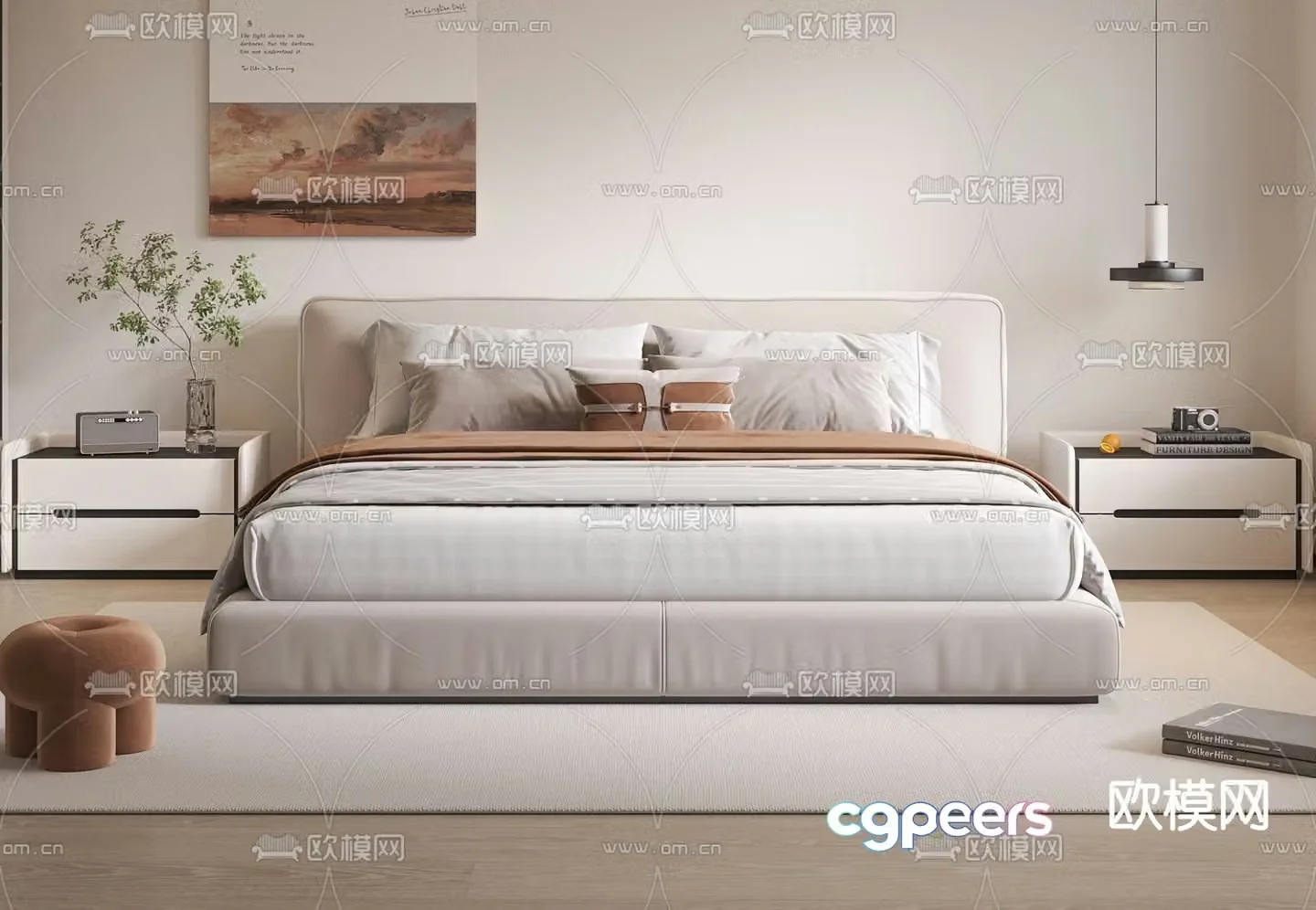 Modern double bed 3d model