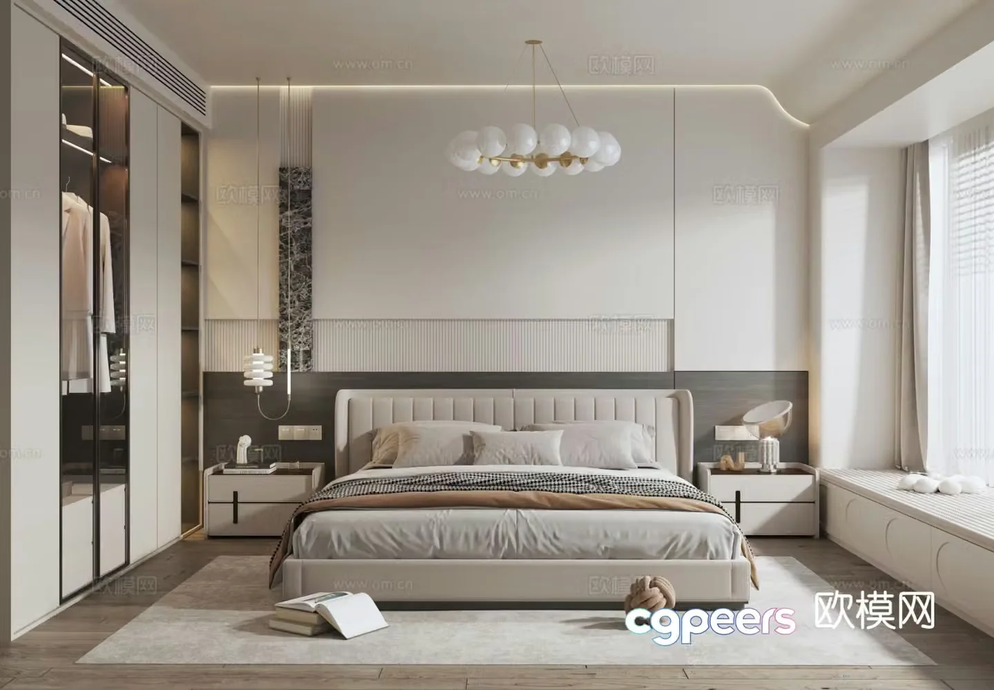 Cream style bedroom master bedroom 3d model